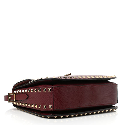 Valentino Garavani Pebbled Calfskin Medium Rockstud Flap Saddle Bag Rubino 4 of 10