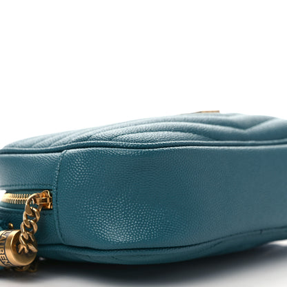 Saint Laurent Grain De Poudre Matelasse Monogram Mini Lou Camera Bag Blue Vert 7 of 9