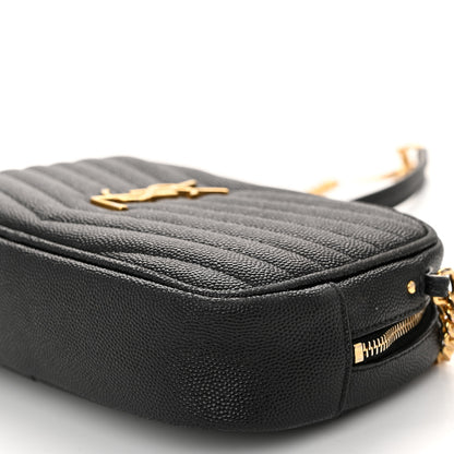 Saint Laurent Grain De Poudre Matelasse Monogram Mini Lou Camera Bag Black 10 of 11