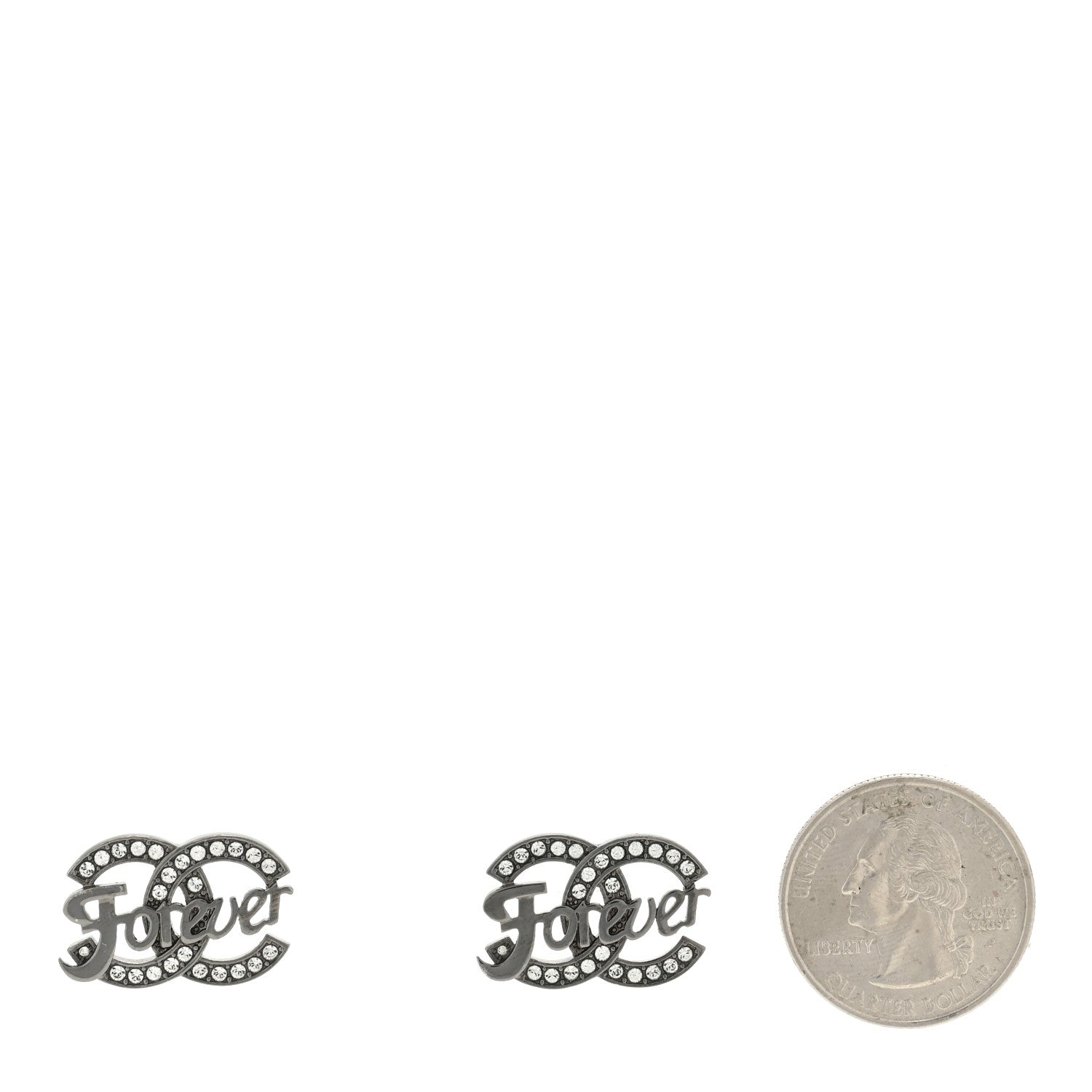 Chanel Crystal CC Forever Earrings Ruthenium 2 of 4