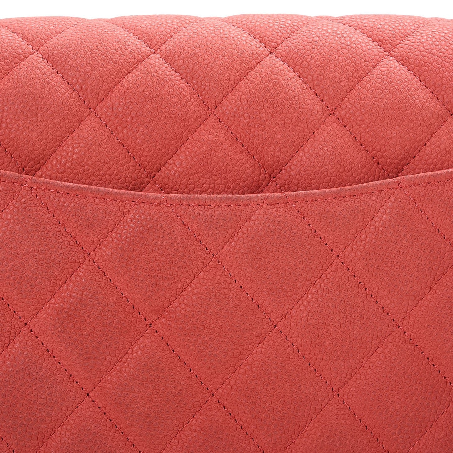 Iridescent Caviar Quilted Jumbo Double Flap Coral