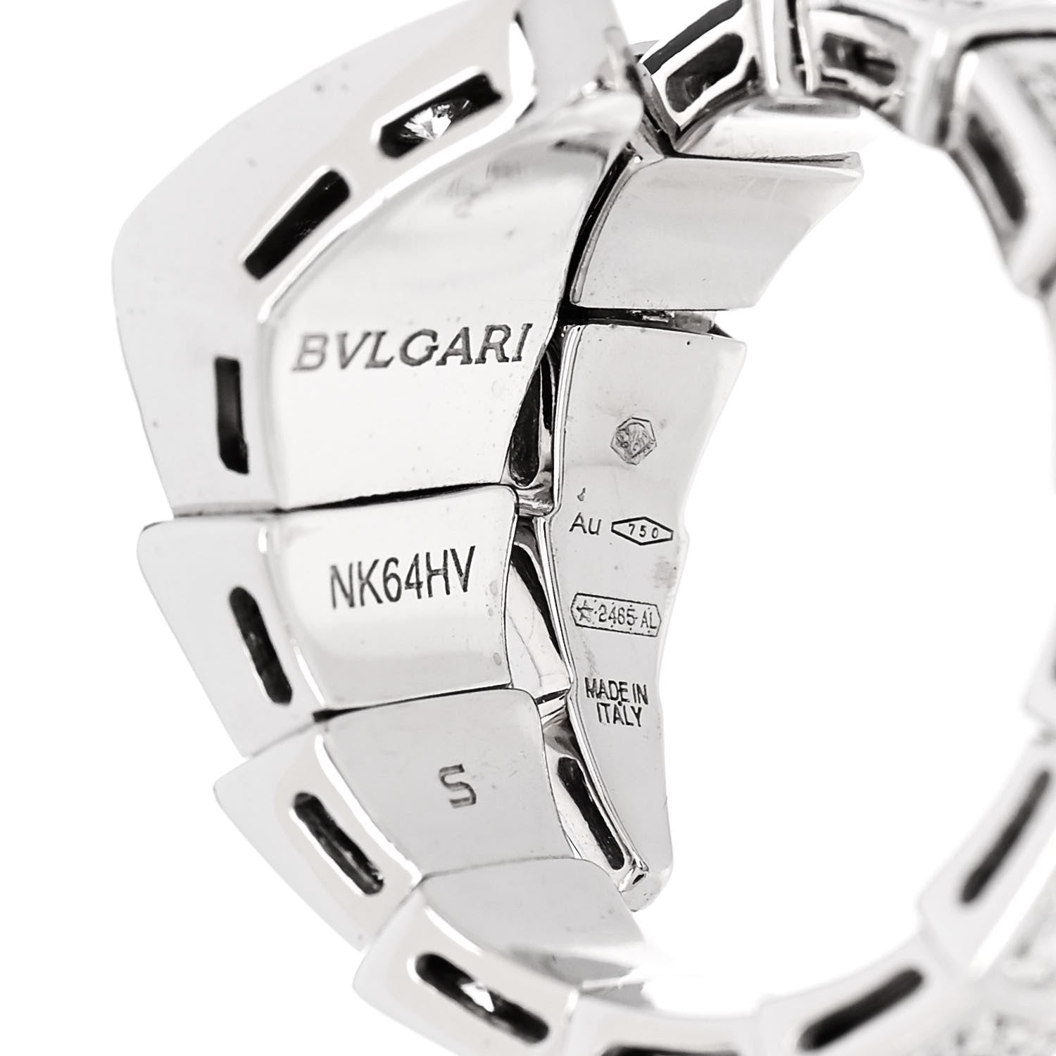 Bulgari 18K White Gold Diamond One-Coil Serpenti Viper Ring S 4 of 5