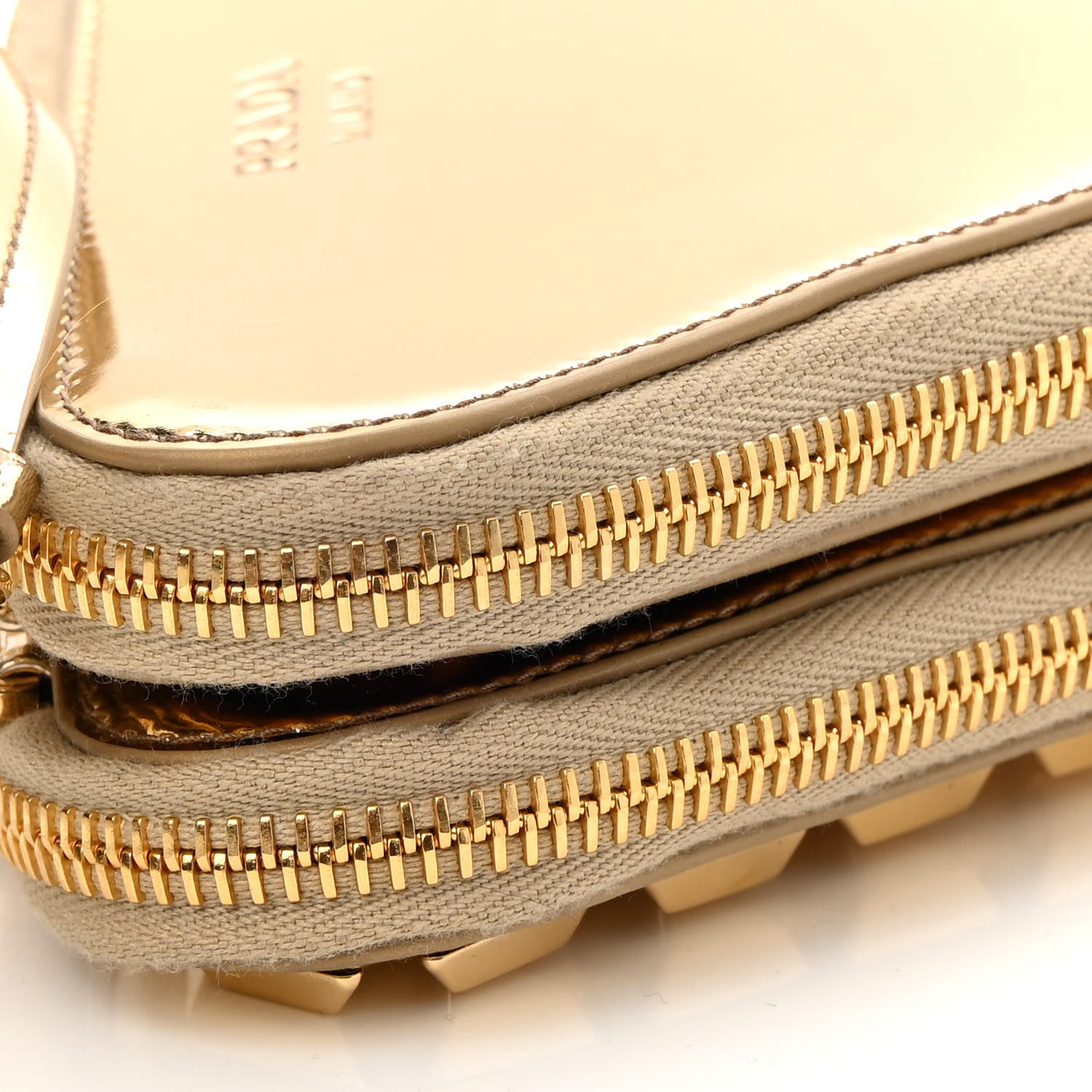 Prada Metallic Vitello Studded Mini Triangle Crossbody Pouch Platino 10 of 10