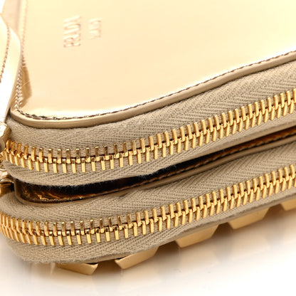 Prada Metallic Vitello Studded Mini Triangle Crossbody Pouch Platino 10 of 10