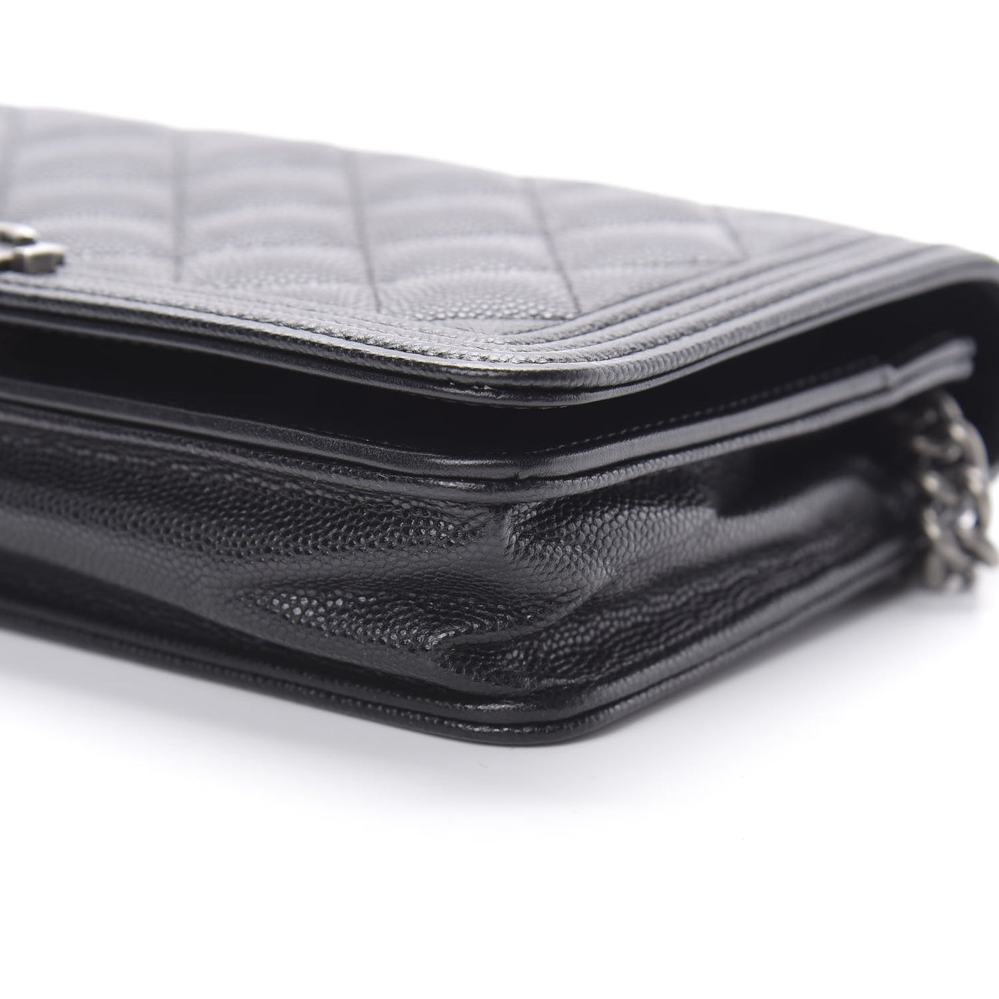 Caviar Quilted Boy Wallet On Chain WOC Black