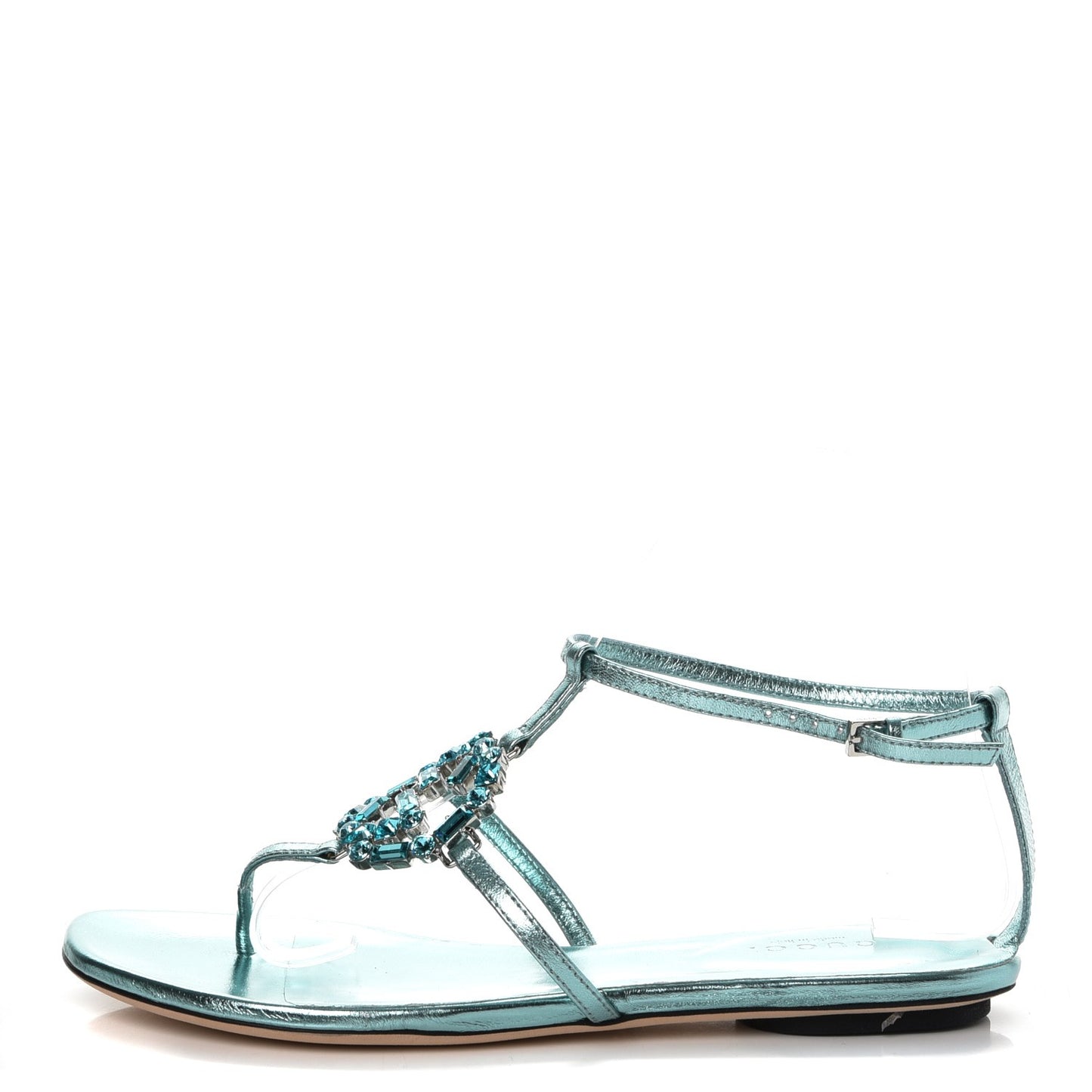 Nappa Crystal GG Thong Sandals 36 Lago