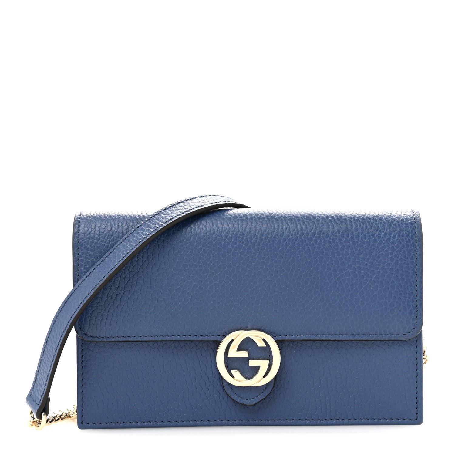 Gucci Dollar Calfskin Interlocking G Chain Wallet Caspian 1 of 11