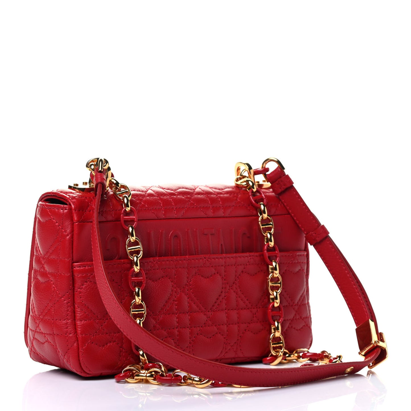 Calfskin Cannage Dioramour Small Caro Bag Bright Red