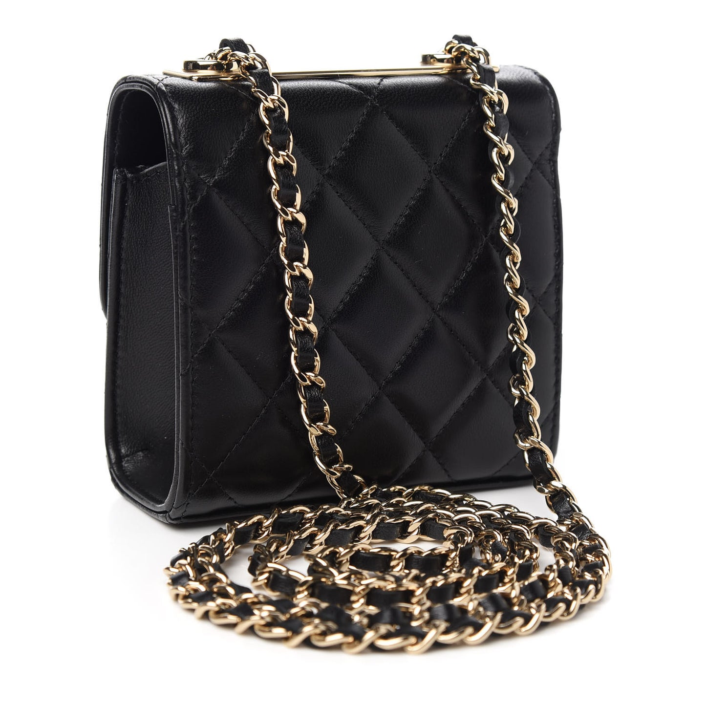 Lambskin Quilted Mini Trendy CC Chain Wallet Black