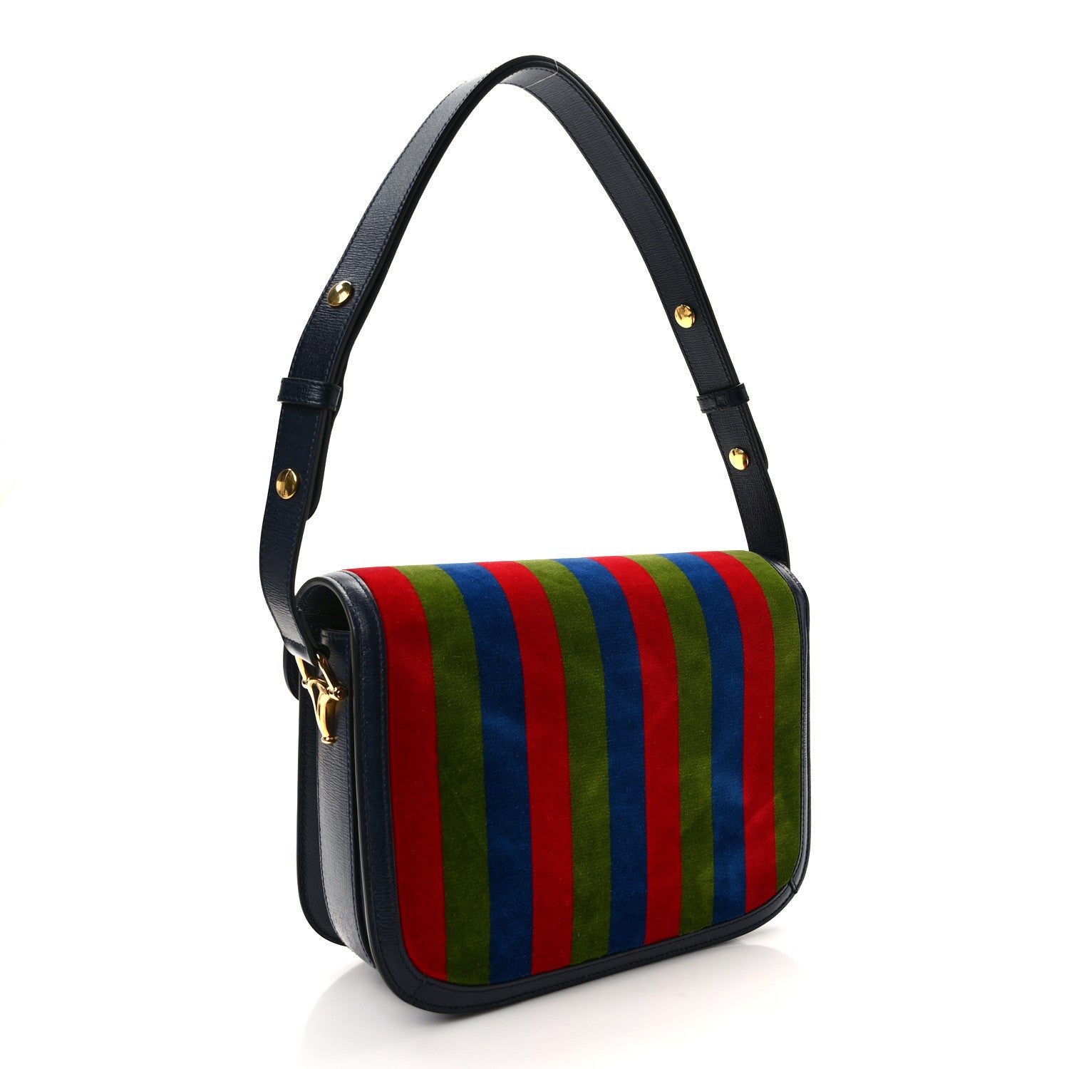 Gucci Velvet Azalea Calfskin Baiadera Stripe Horsebit 1955 Shoulder Bag Multicolor 3 of 10