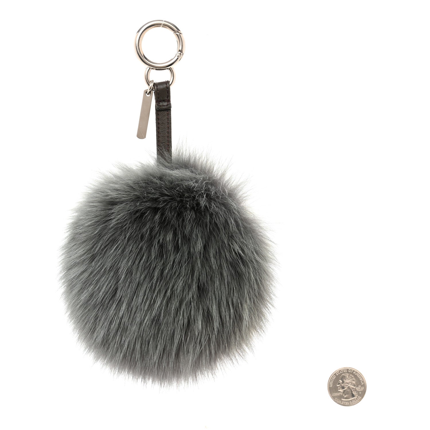 Fendi Fox Fur S ABCharm Bag Charm Grey Yellow 2 of 4