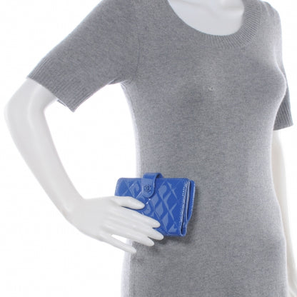 Chanel Patent Quilted Compact Zip Wallet Blue 2 of 7