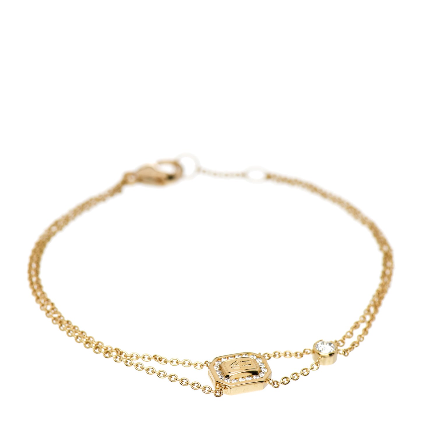 18K Yellow Gold Diamond HW Logo Bracelet