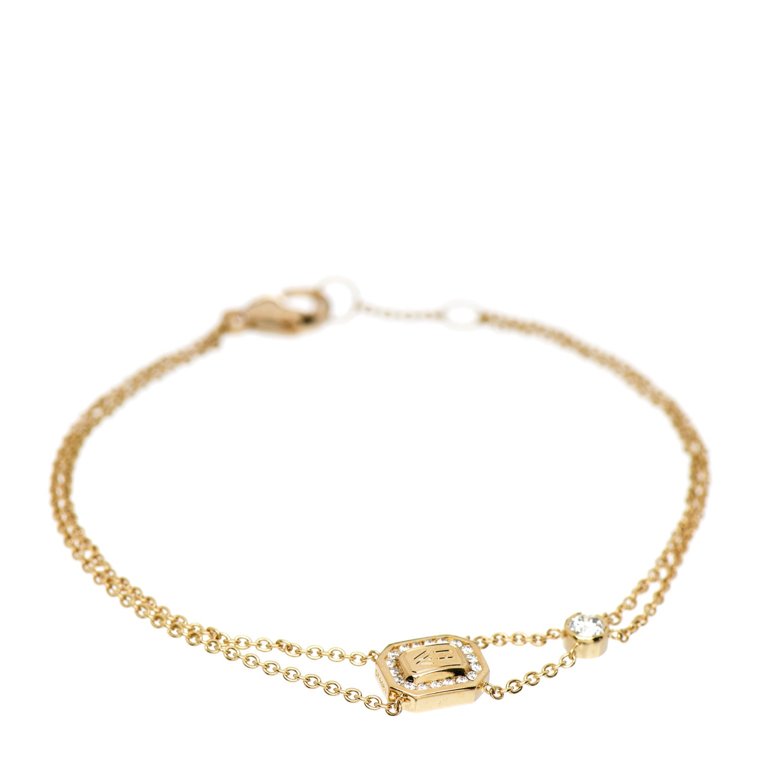Harry Winston 18K Yellow Gold Diamond HW Logo Bracelet 1 of 4