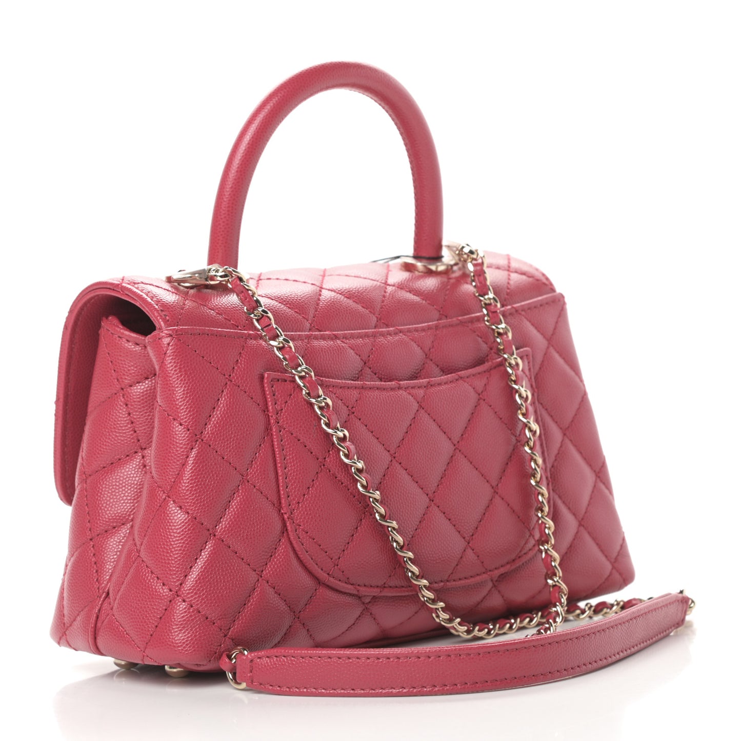 Caviar Quilted Mini Coco Handle Flap Dark Pink