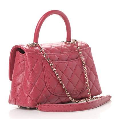 Chanel Caviar Quilted Mini Coco Handle Flap Dark Pink 3 of 11