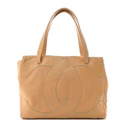 Chanel Caviar CC Stitched Medium Tote Beige 1 of 17