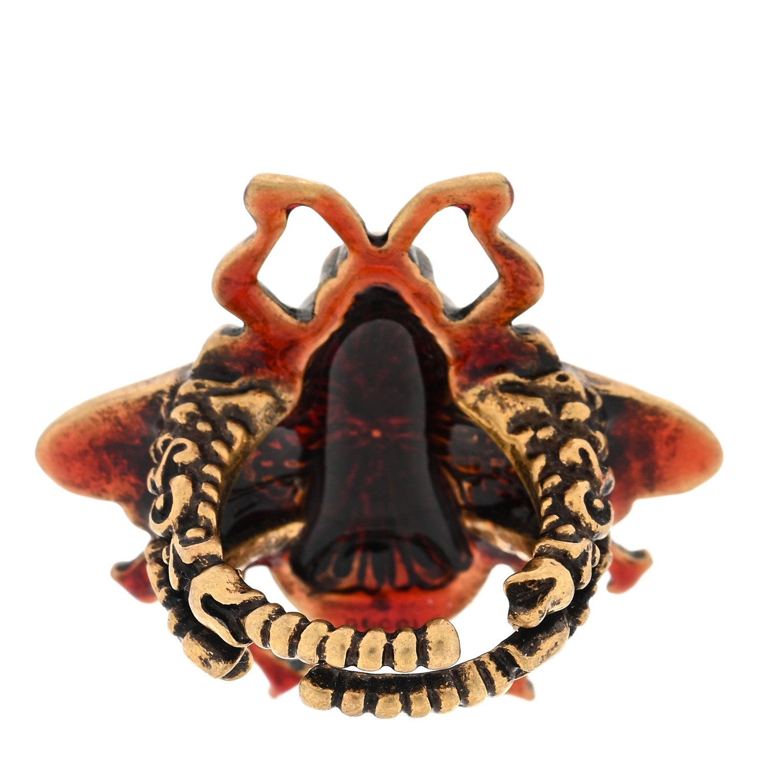 Gucci Metal Enamel Bee Ring 52 6 Aged Gold 3 of 4