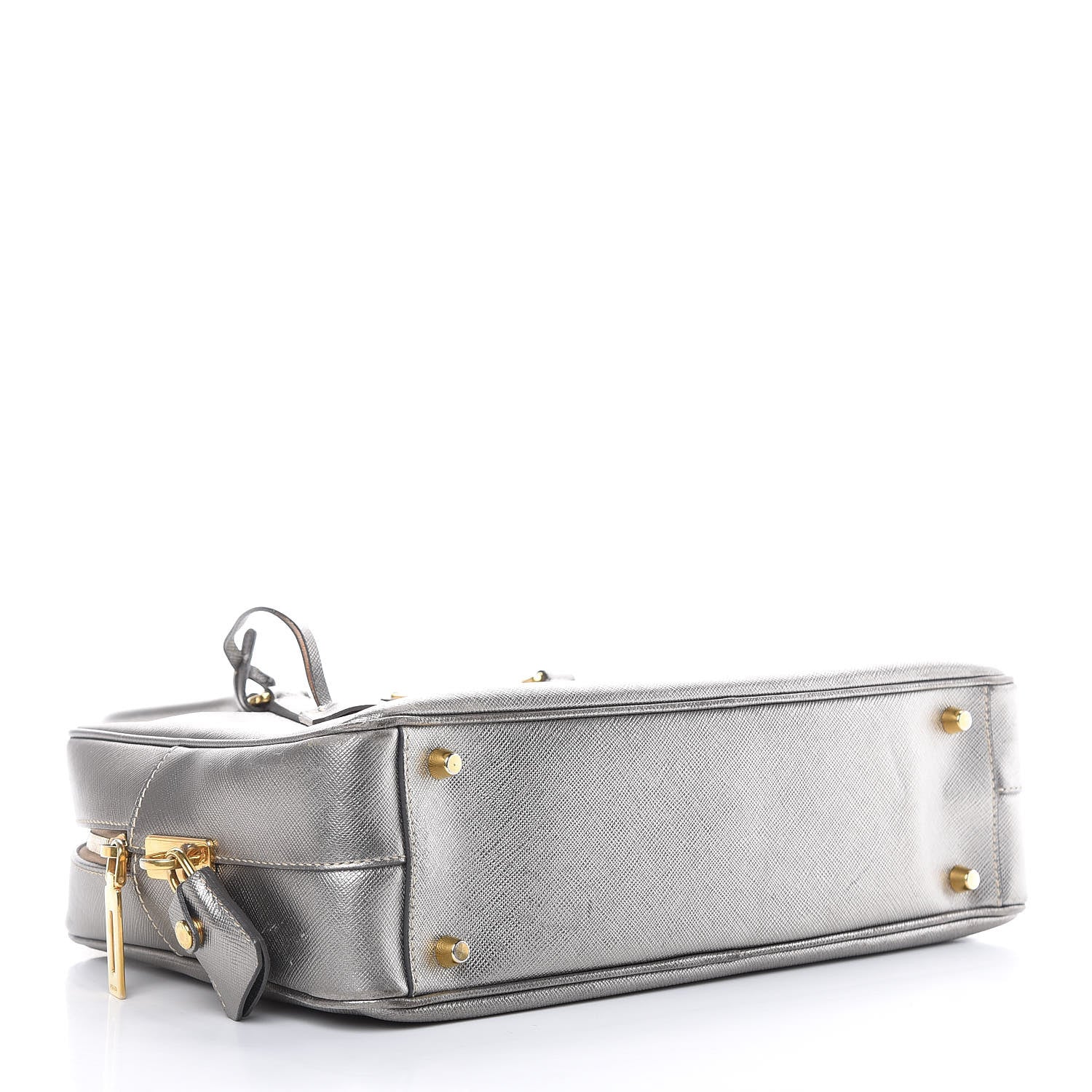 Prada Metallic Saffiano Lux Bowler Silver 4 of 23
