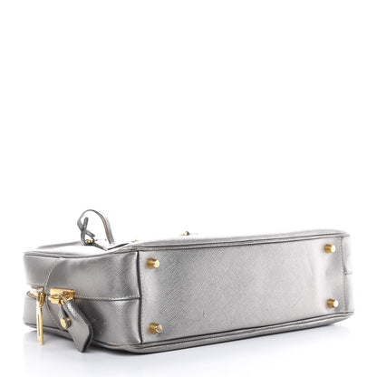 Prada Metallic Saffiano Lux Bowler Silver 4 of 23