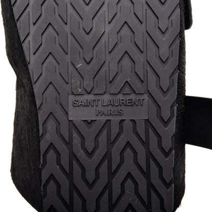 Saint Laurent Calf Hair Jimmy Cross Slides 40 Black 6 of 8