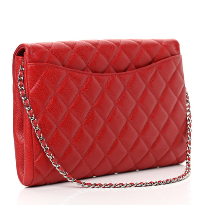 Chanel Caviar Quilted Clutch With Chain Flap Red 3 of 12