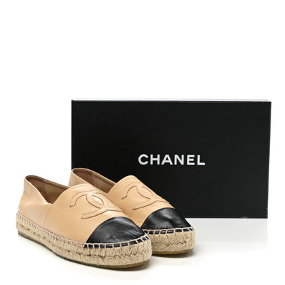 Chanel Lambskin CC Espadrilles 37 Beige Black 10 of 10