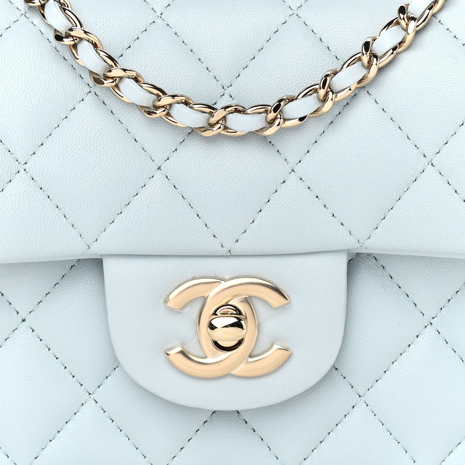 Chanel Lambskin Quilted Mini Top Handle Rectangular Flap Light Blue 3 of 10