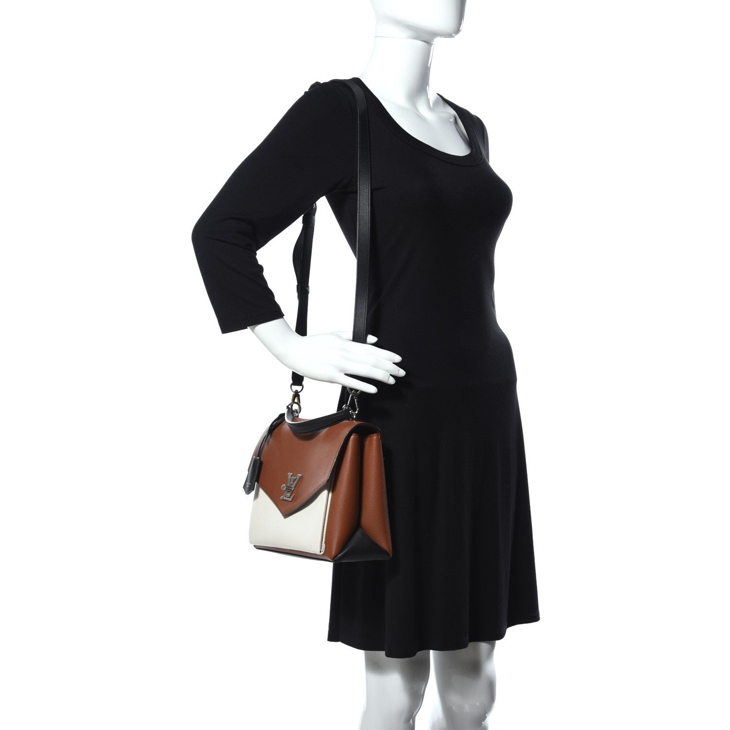 Louis Vuitton Soft Calfskin My Lockme Top Handle Caramel Creme Black 2 of 12