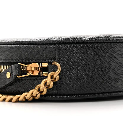 Saint Laurent Grain De Poudre Matelasse Chevron Quilted Round Vinyle Camera Bag Black 9 of 13