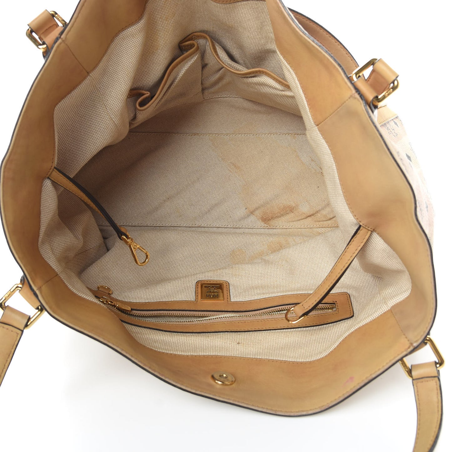 Striped Visetos Shopping Tote Beige
