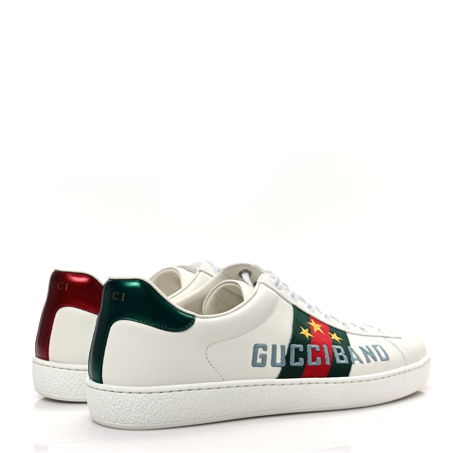 Calfskin Web Mens Gucci Band Ace Sneakers 8.5 White