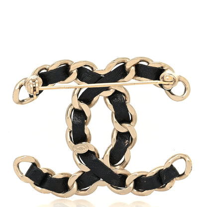 Chanel Lambskin Chain CC Brooch Black Gold 3 of 4