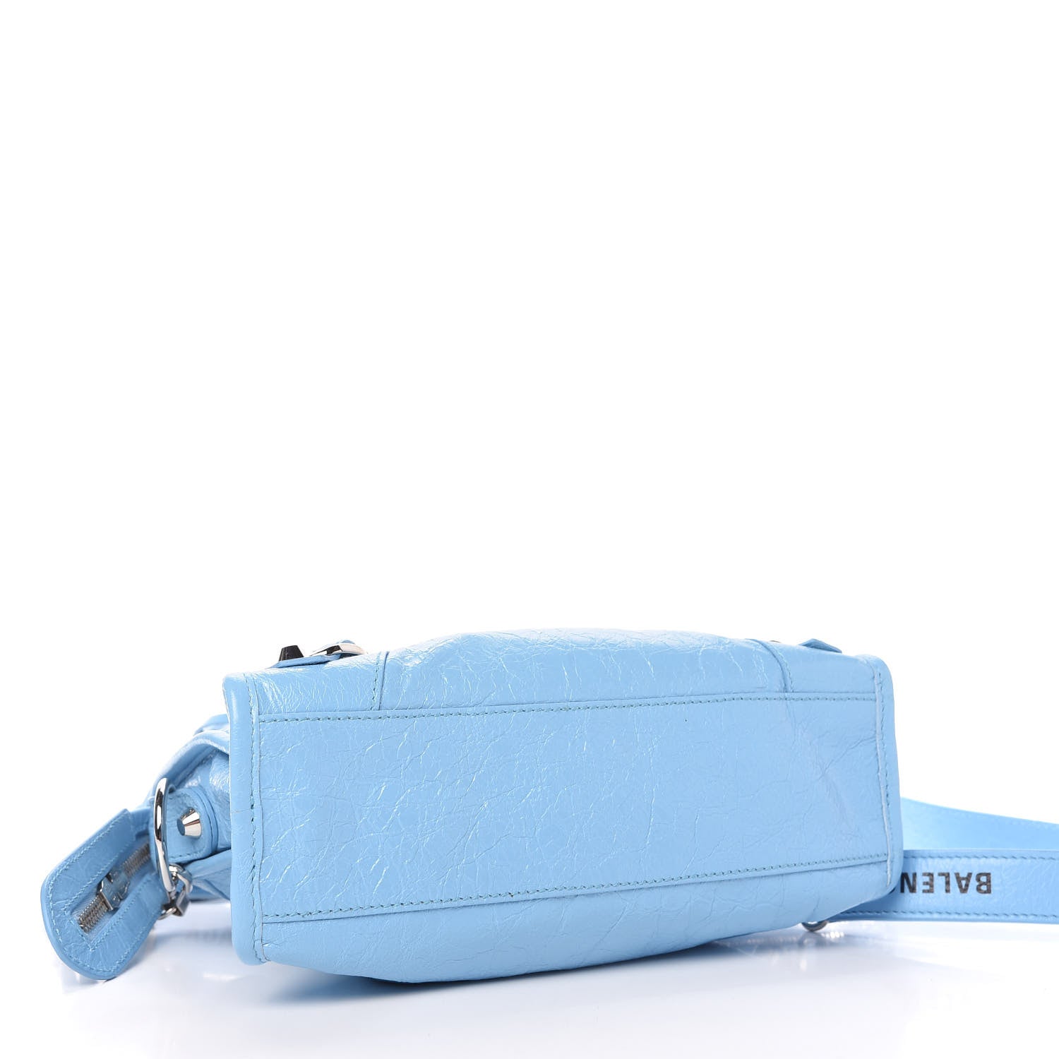 Balenciaga Agneau Classic Silver Hardware Mini City Logo Strap Baby Blue Black 4 of 10