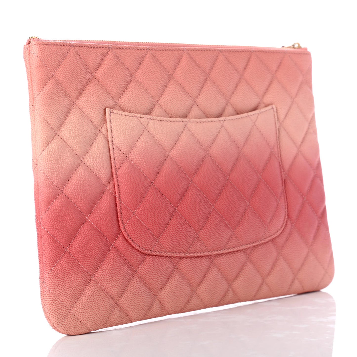 Caviar Quilted Ombre Medium Cosmetic Case Coral