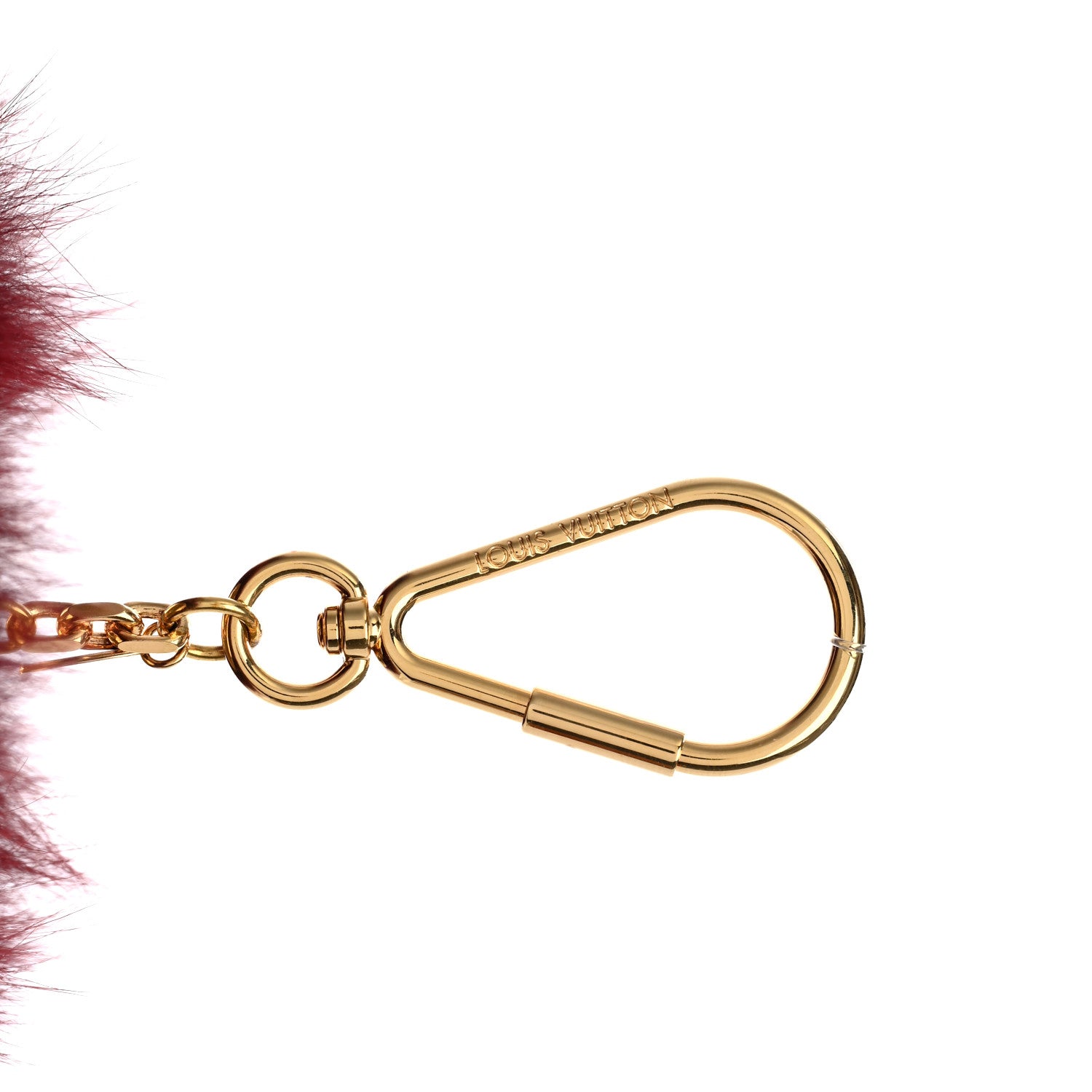 Louis Vuitton Fox Fur Fuzzy V Bag Charm Amarante 4 of 5