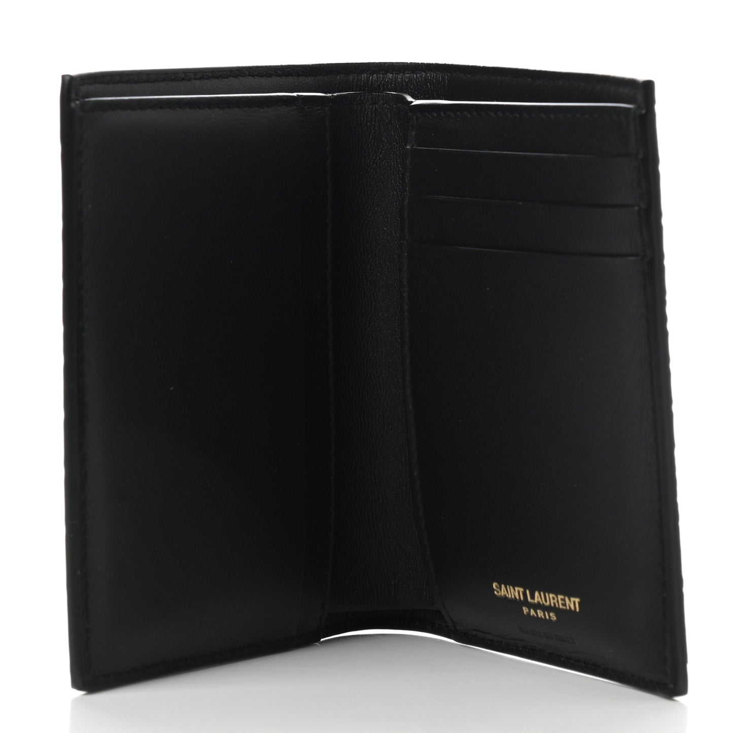 Calfskin Crocodile Embossed Tiny Monogram Credit Card Wallet Black