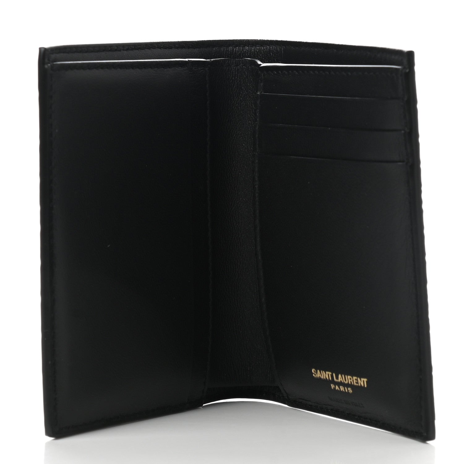Saint Laurent Calfskin Crocodile Embossed Tiny Monogram Credit Card Wallet Black 5 of 7