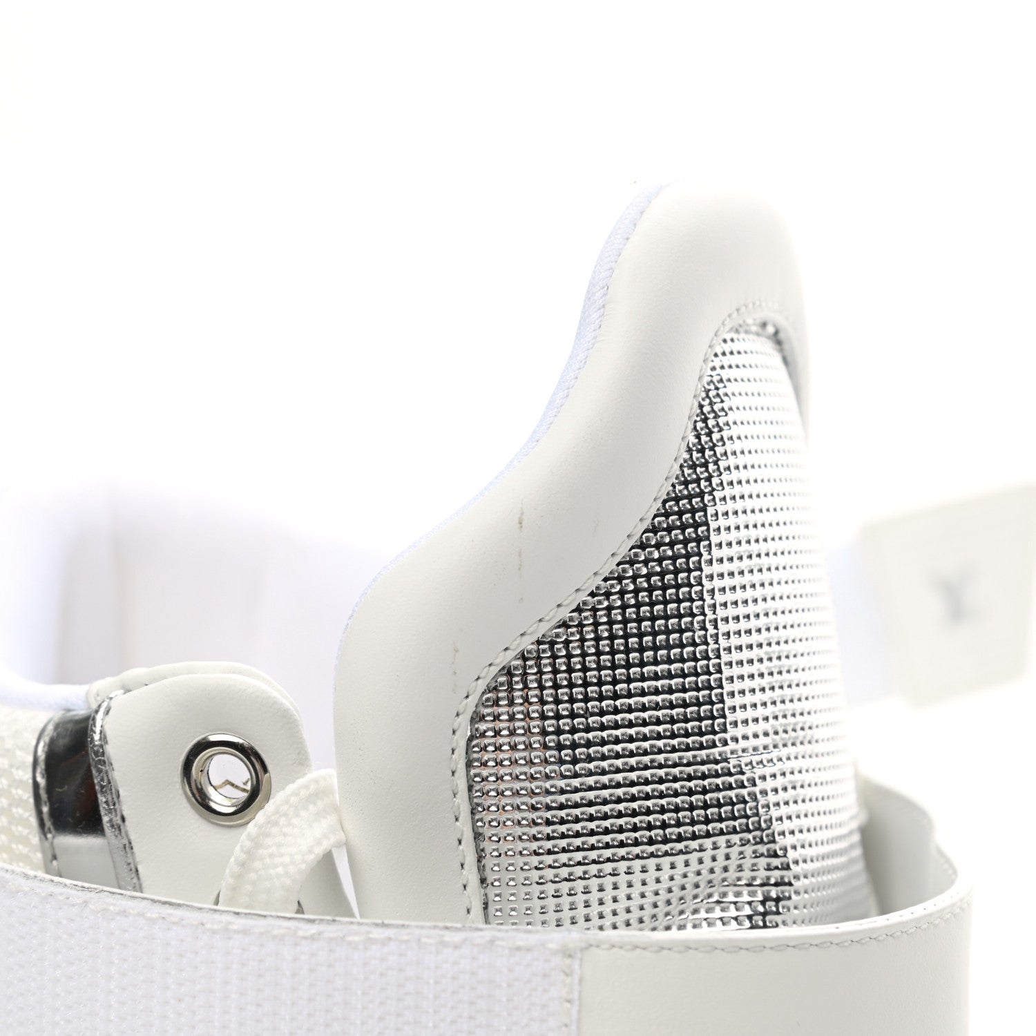Louis Vuitton Metallic Calfskin Embossed Monogram Boombox Sneakers 39 White Silver 9 of 10