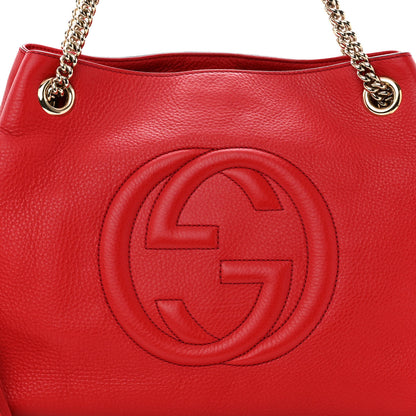 Gucci Pebbled Calfskin Medium Soho Chain Shoulder Bag Tabasco Red 8 of 11