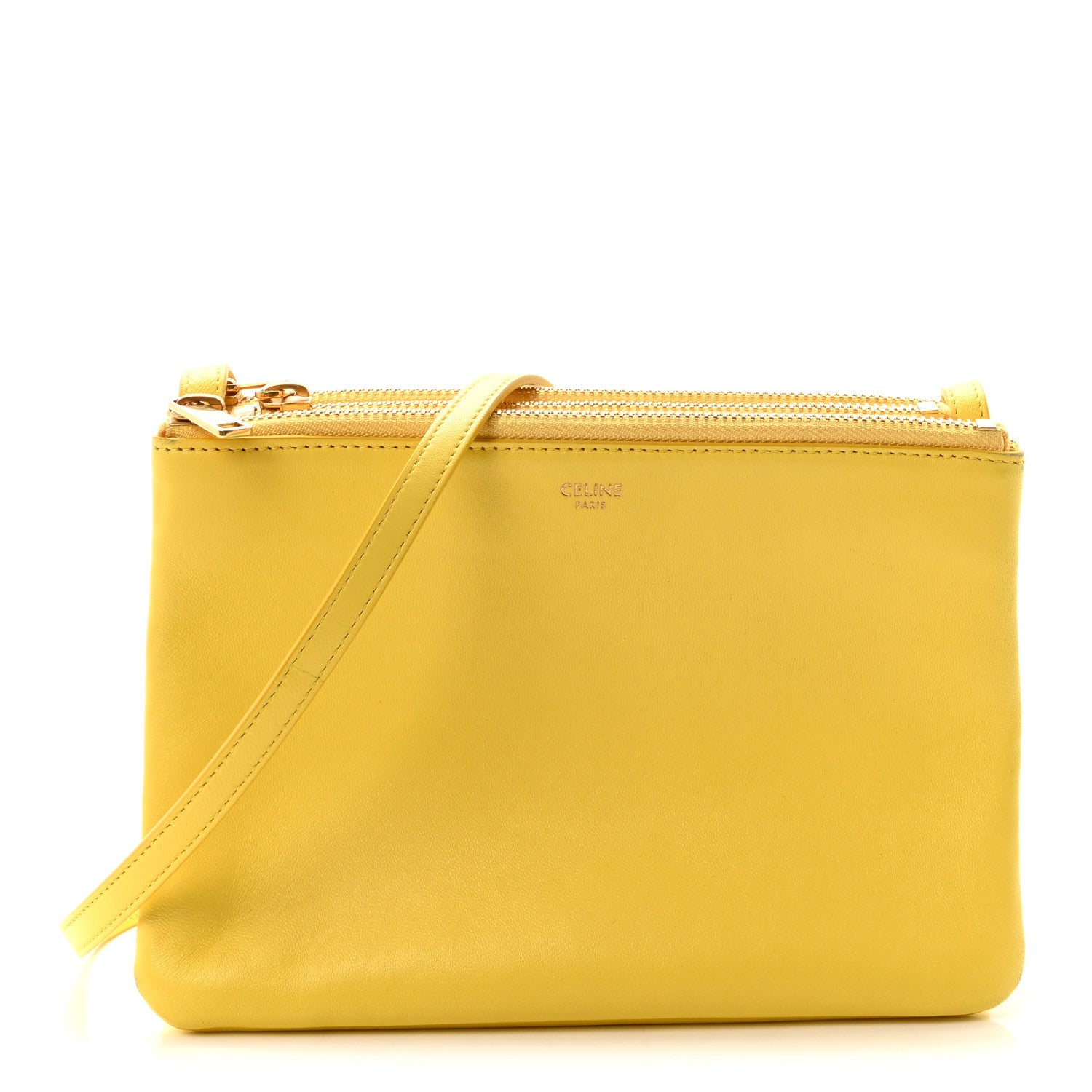 Celine Lambskin Small Trio Crossbody Bag Citron 1 of 10
