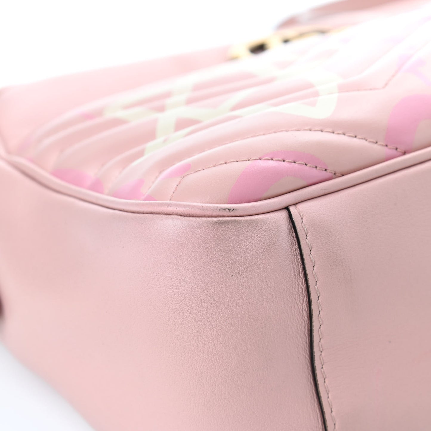 Calfskin Matelasse GucciGhost Medium GG Marmont Chain Shoulder Bag Perfect Pink Rosa Ivory