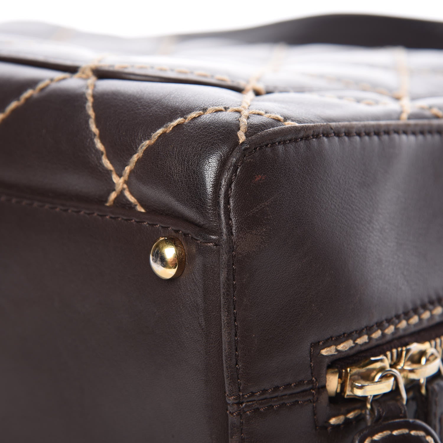 Chanel Calfskin Wild Stitch Top Handle Bag Brown 18 of 19