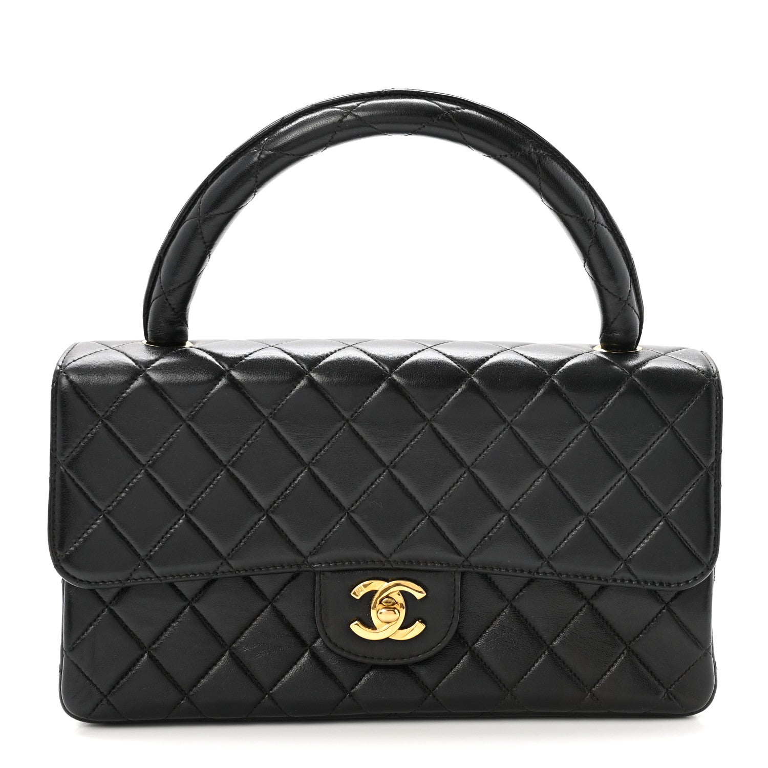 Chanel Lambskin Quilted Medium Rectangular Kelly Flap Bag Black 1 of 10