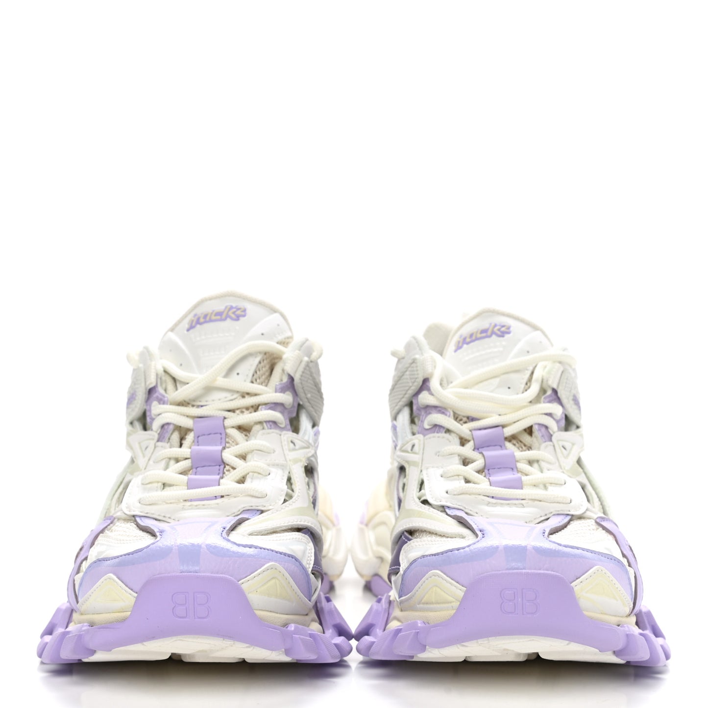 Rubber Mesh Tri-Color Womens Track.2 Open Sneakers 36 Lilac Beige Light Grey