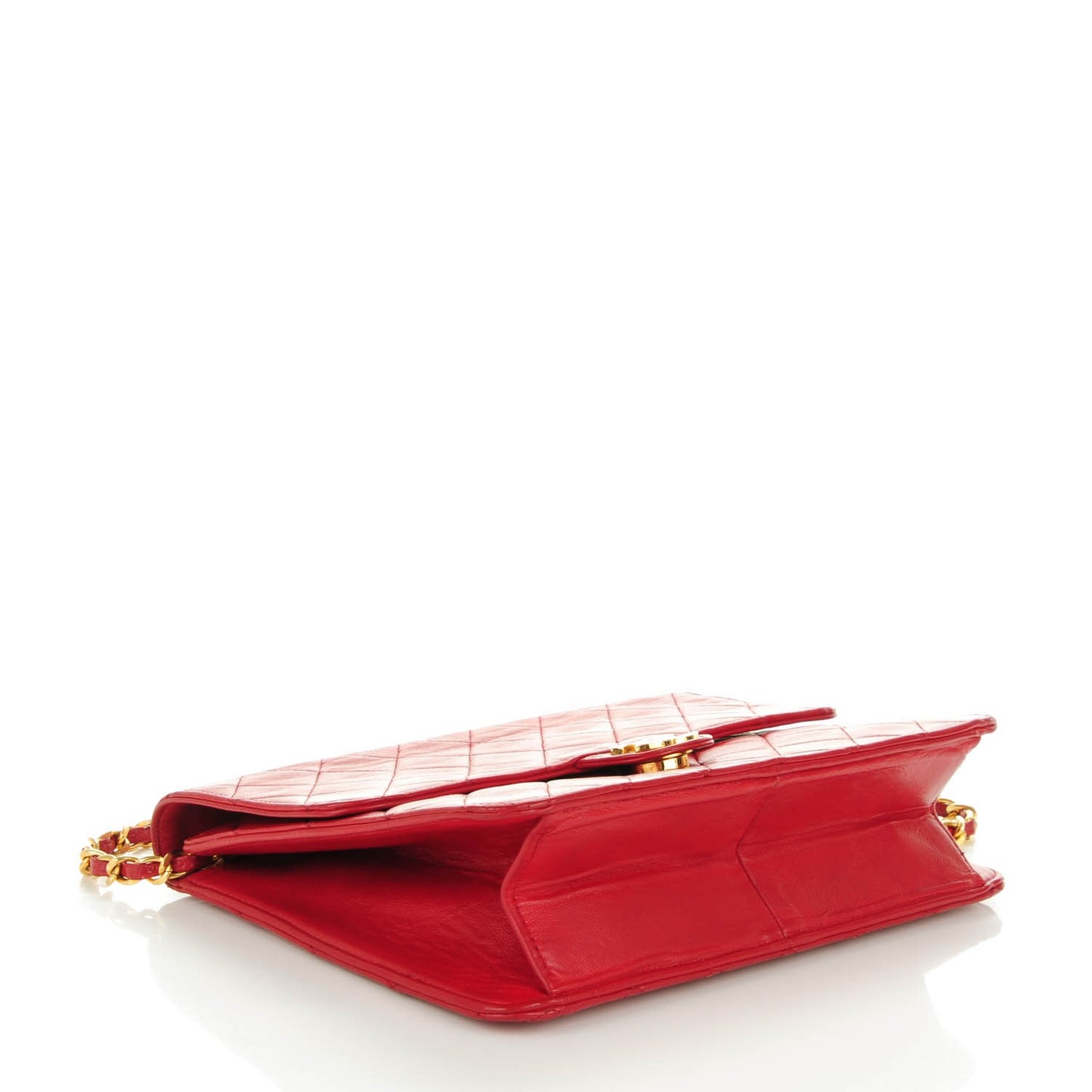 Lambskin Quilted Shoulder Flap Red