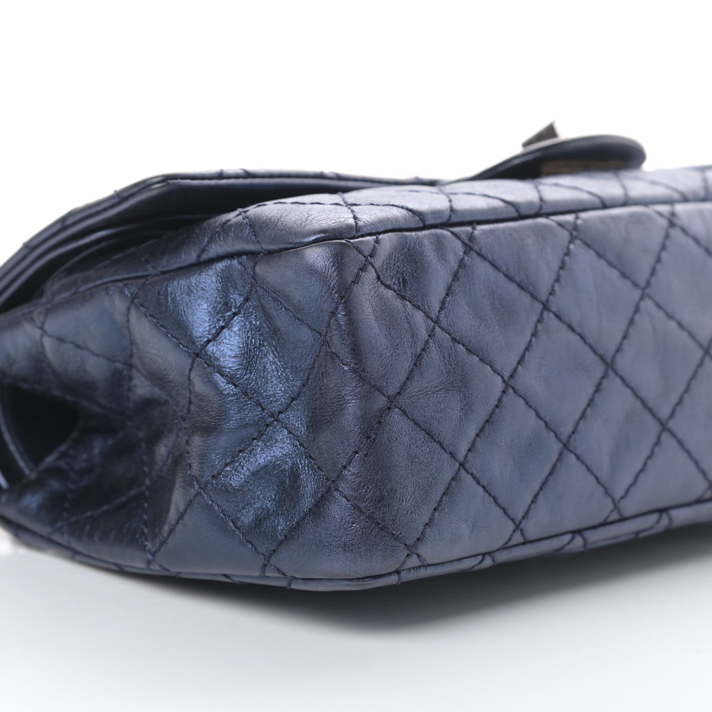 Metallic Aged Calfskin Quilted 2.55 Reissue 225 Flap Blue