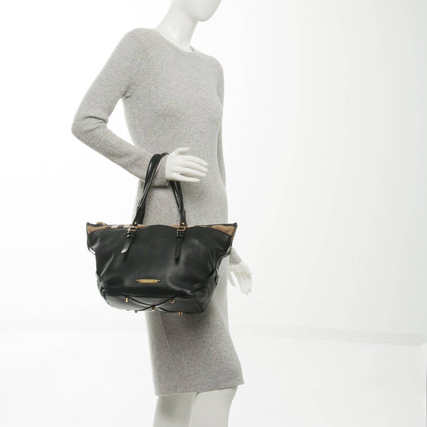 Calfskin House Check Small Salisbury Tote Black