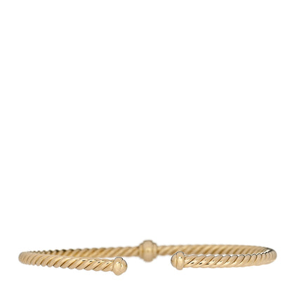 David Yurman 18K Yellow Gold Emerald 3mm Cablespira Single Station Bracelet 2 of 5