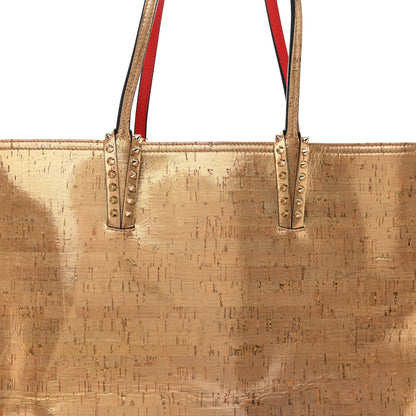 Christian Louboutin Calfskin Liege Pepite Cork Spikes East West Cabata Tote Snow 9 of 15